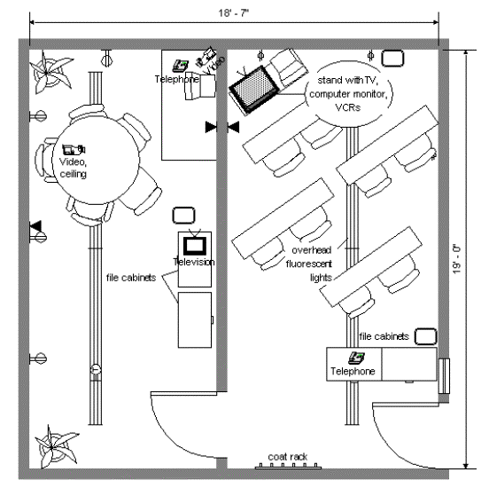 Architectural drawing of the usability room