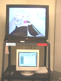 Photo of the TV & monitor used to observe the user 
