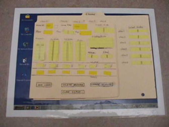 Photograph of a paper prototype for a student organizer in enter grades mode mode. Prototype is made form manila folders & yellow sticky paper. Small photograph gives overview, but not details.