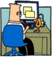 Dilbert & Ratbert using a computer