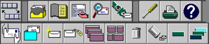Icons from an email program displaying the functions pictorally -- and often ambigiously