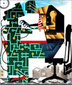 person at comptuer, head and computer are circuitry 