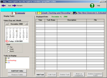 Screen shot of the scheduling program hi-fi prototype